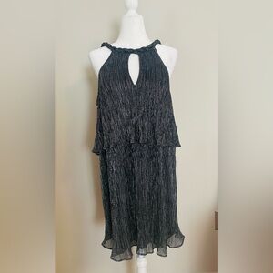 Ella Moss Black & Silver Braided Halter Dress L NWT